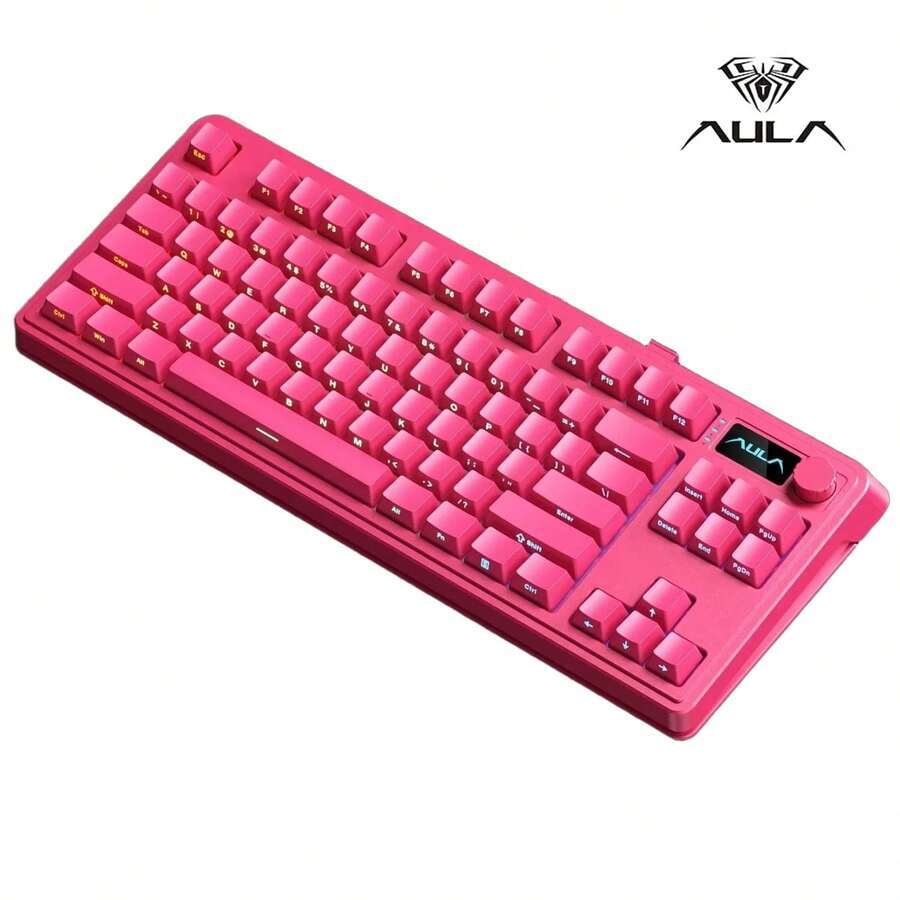 Bàn phím không dây AULA S3187 Bluetooth, cảm giác cơ học, 84 phím, đèn RGB ba chế độ tùy chỉnh với núm điều chỉnh, pin 1800mAh, thiết kế công thái học, bàn phím chơi game, thể thao điện tử, bàn phím Aula chính hãng. - Xem 1