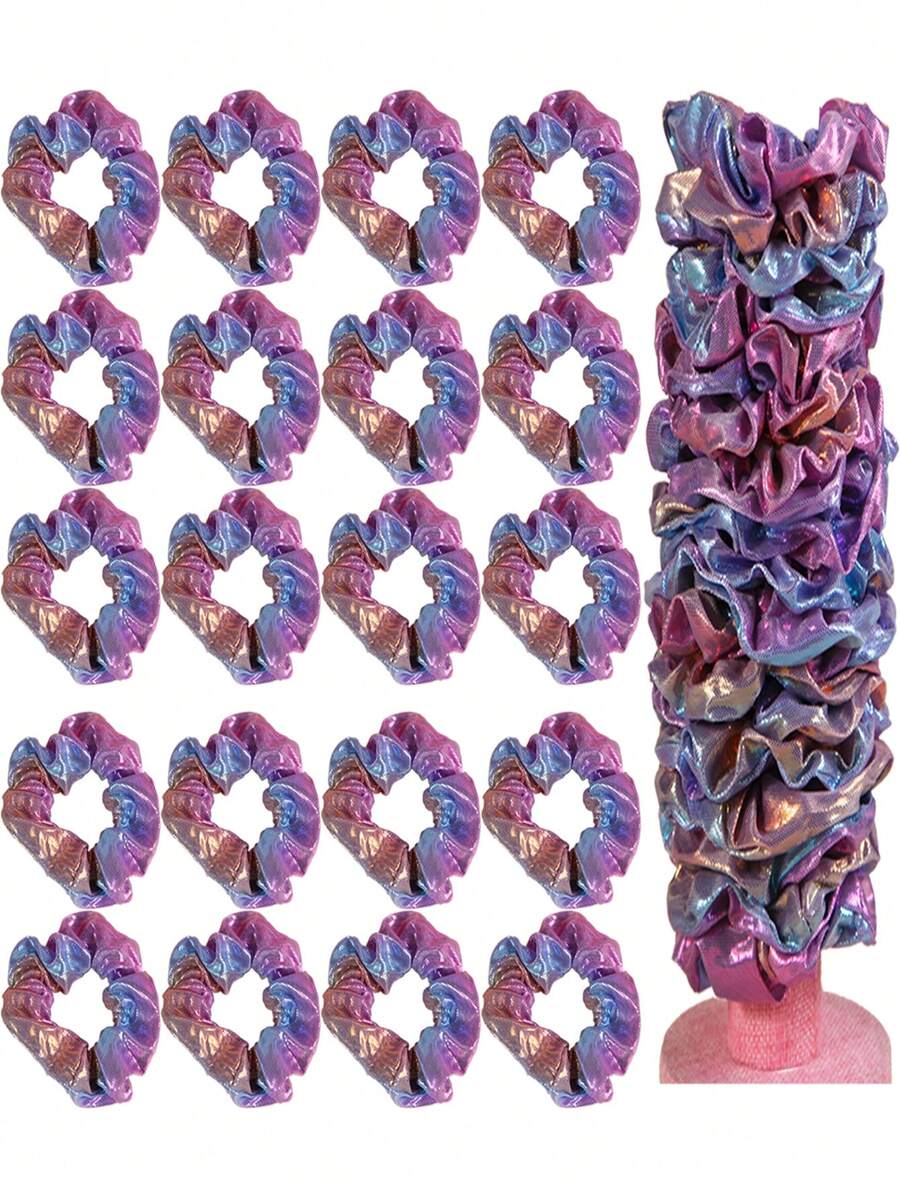 20pcs Vintage Crystal Satin Hair Scrunchies, Solid Color Elegant Versatile Hair Ties Travel Accessories Ponytail Holders Hair Elastics Hair Rubber Bands Hair Rope Elastic Hair Tie - Multicolor - View 1
