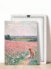 1幅现代粉彩野花油画印刷品，花卉风景墙画，金毛犬艺术画，腊肠犬海报，节日礼物，送给朋友的理想礼物，卧室艺术印刷品，客厅装饰，办公室装饰，厨房装饰，浴室装饰，墙面艺术，墙面装饰，家居装饰，房间装饰，帆布墙画，海报，带框墙画，可选画框 - A - 查看 18