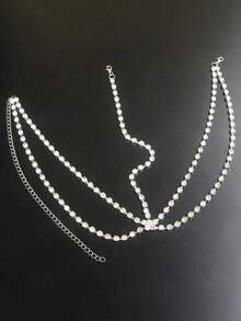 Dây chuyền mặt dây hình giọt nước phong cách Bohemian, phụ kiện lấp lánh dành cho váy dạ hội của nữ. - Trắng k - Xem 5