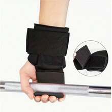 1pc Gym Fitness Weight Lifting Wrist Strap, Pull-Up Style Weightlifting Wrist Support Gloves - Black - View 4