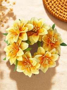 1 pièce Chouchou fleur de Hawaï simulée, élastique à cheveux, support de chignon/queue de cheval, accessoire capillaire pour plage et vacances d'été, décoration capillaire pour usage quotidien, cadeau de fête des mères pour femmes - Multicolore 1 - Voir 17
