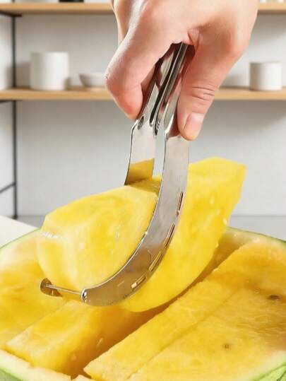 一套不锈钢西瓜切片器、西瓜球制作器、带去籽器的西瓜勺、多功能水果切割器厨房工具