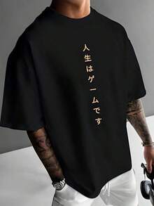 100% Cotton Patterned Printed T-Shirt,Men's Ace Of Spades Graphic T-Shirt Streetwear Casual Short Sleeve Tee,Lightweight And Breathable Casual Wear, Simple And Versatile Style, Soft And Comfortable,Men's Gift Shirt - 黑色 - 查看 1