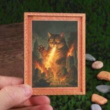 1 Peça Ímã de Geladeira de Madeira com Padrão de Gato Gangsta, Presente Artesanal Adequado para Decoração de Geladeira e Caixa de Correio Doméstica! - Tamanho Único - Visão 11