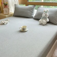 1 bộ ga trải giường kẻ sọc tối giản 100% cotton, phù hợp cho mọi mùa (không bao gồm vỏ gối) - Nhiều màu - Xem 4