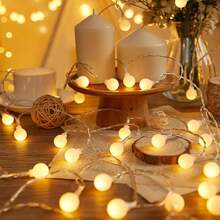 1 String Of 10/20/40/80 LED Lights, Battery Powered, Suitable For DIY Wedding Party, Bedroom, Patio, Christmas, Outdoor Camping Booth Decor, Birthday Tent Lights, Lighting Strip, Batteries Not Included - trắng - Xem 14