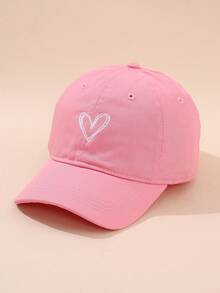 1 pieza Gorra de béisbol para niñas con bordado de corazón lindo, ajustable, transpirable, con protección solar, adecuada para primavera/verano, uso al aire libre, playa, uso diario - Amar - Ver 7