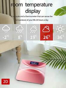 1pc Pink Mirror Electronic Weighing Scale, With Backlit LED Display, Accurate Measurement, Max Capacity 400lbs/180kg - Multicolor - View 6
