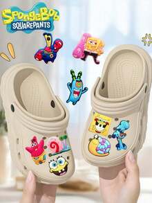 SpongeBob SquarePants 6/ 12 SquarePants , Octopus Man Tentacle, Sandy Cheeks, Eugene H. Krabs, Gary Character Cartoon Shoe Buckle, VC Soft Rubber Shoe Buckle DIY Shoe Accessories - Multicolor - View 8