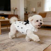 XS Size Lace Bow Soft Breathable Pet Jumpsuit With Leash Clip, For Small Dogs & Cats, Spring/Summer - Multicolor - View 3