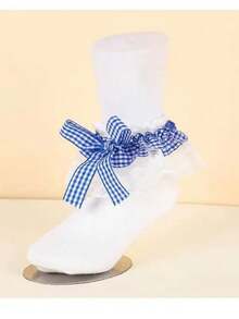 1 Pair Children's Lace Plaid Bow Ruffle Dance Princess Fashion Versatile Party Socks - Multicolor - View 4