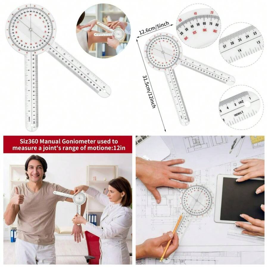 12 Inch Goniometer, Transparent Orthopedic Angle Ruler Plastic ...