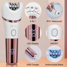 1 máy tẩy lông đa năng 4 trong 1 dành cho nữ, bao gồm máy tỉa lông vùng bikini/nách, máy cạo râu điện và máy mài gót chân. - Xem 6