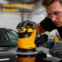 3-Speed Cordless Orbital Sander Compatible With 18V/20V Battery, 6000-13000RPM Random Orbit Sander With Efficient Dust Collection & Overload Protection, Ergonomic Handheld Sander For Woodworking & Home Renovation - Orange - View 9