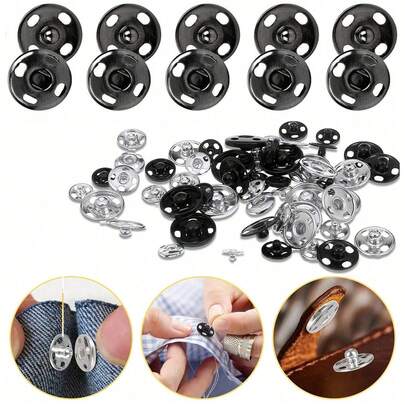 50 chiếc khuy bấm may 10mm, khuy bấm kim loại, thích hợp cho vest, áo khoác, quần jean, áo sơ mi, tự làm đồ thủ công, túi xách, ví, phụ kiện may vá, đồ thủ công mỹ nghệ, túi xách, quần áo.
