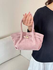 Dedoo European And American Fashion Design Buckle Suede Bucket Bag, Women's Autumn/Winter Shopping, Commuting, Party Gift Handbag - Pink - View 5