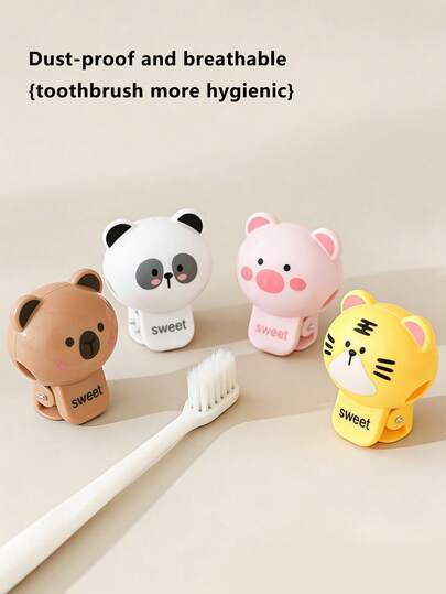 2/1pc Animal Shaped Toothbrush Cover - A Travel-Friendly Toothbrush Head Protector With A Cute Animal Design. This Multi-Functional Accessory Can Be Used As A Toothbrush Holder, Electric Toothbrush Dust Cover, And Clip, Suitable For Use At Home, In The Bedroom, Or When Traveling. It Is Lightweight And Portable.