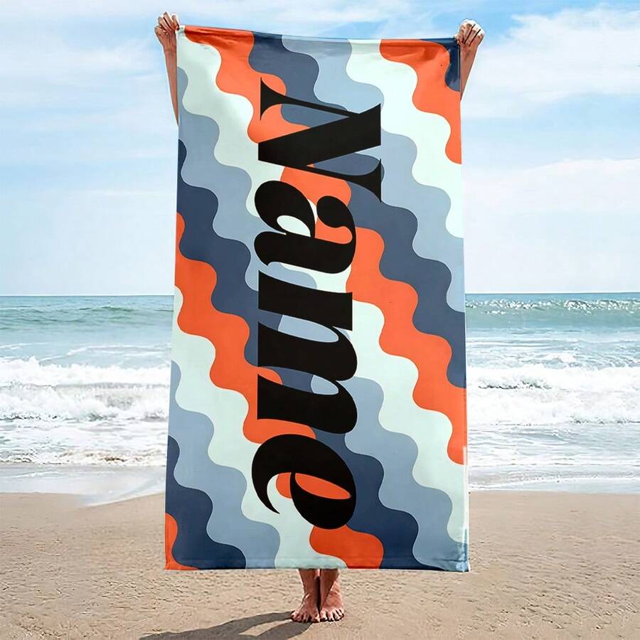 1pc Customizable Beach Towel - Made Of Super Soft Microfiber, Quick-Drying, Anti-Sand, 10 Personalized Text Options - Suitable For Beach, Travel, Camping, Swimming - Excellent Gift Choice