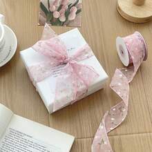 Colorful Snow Gauze Ribbon Gift Wrapping Bow Decoration Binding Band Floral Ribbon, Summer Fresh And Gentle Style Soft And Fluffy Shiny With Diamonds Tulip Ribbon, Suitable For Kitchen Baking Packaging, Gift Wrapping Ribbon, DIY Bouquet Matching, Essential For Holiday Decorations Bows - View 3
