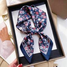 Khăn vuông in họa tiết giả lụa 26,77 inch (68cm), phụ kiện băng đô/khăn quàng cổ đa năng thoáng khí thời trang dành cho nữ, 1 chiếc - Lạc đà - Xem 11