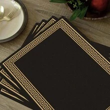 1pc/4pcs/6pcs/8pcs Greek Key Pattern Printed Linen Placemats, Suitable For Dining Table, All Season Decor, Modern Washable Table Mats, Room Decor, Coasters, Kitchen Dining Mats, Indoor Outdoor Party Decoration, Home Decor, Ideal Gift - Multicolor - View 8
