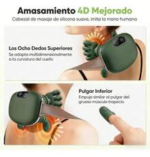 Masajeador Eléctrico Recargable por USB para Cuello y Hombros, Masajeador de Presión con Dedos para Espalda y Músculos Trapecios, Simila Manos Humanas para Masaje Profundo, Regalo Perfecto para Padres y Ancianos - Verde Oscuro - Ver 9