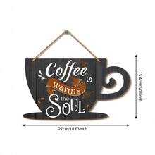 1 Stück Holz Kaffee Wandschild, rustikaler Landhausstil Kaffeetassen Plakette, "Kaffee wärmt die Seele", geeignet für Küchendekoration, Büro, Heim Wand- und Tischdekoration - Verschiedenfarbig - Übersicht 7