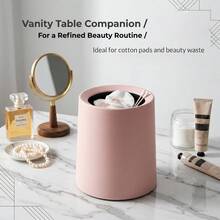 [Hai lớp] Thùng rác mini để bàn hiện đại, thùng rác tròn nhỏ gọn 16cm, giỏ đựng rác để bàn kiểu dáng đẹp, thích hợp cho bàn làm việc văn phòng, bàn trang điểm phòng tắm, mặt bàn bếp, phòng ngủ và bàn cà phê, màu trắng - trắng - Xem 5