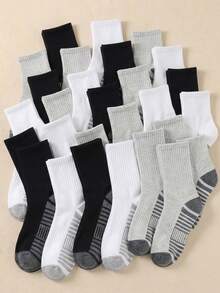 24 Paar Kinder Crew Socken, Kinder Sport Socken, hohe Elastizität, Laufsocken, geeignet für Jungen und Mädchen Alltagskleidung, schwarz, weiß und grau, geeignet für Outdoor-Reisen und Alltagskleidung, Jungen und Mädchen Socken, geeignet für 1-16 Jahre alte Mädchen Geburtstagsgeschenk, geeignet für verschiedene Feste, geeignet für alle Jahreszeiten, atmungsaktiv, weich und bequem - Verschiedenfarbig - Übersicht 4