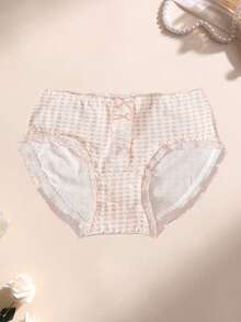 Bộ 3 quần lót nữ bằng cotton mềm mại, cạp trung, in hình trái tim, có nơ và ren phối hợp, thích hợp mặc hàng ngày. - Nhiều màu - Xem 3