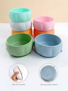 1 Baby Silicone Material Pumpkin Shaped Large Capacity Cute Style Feeding Bowl Suitable For Daily Independent Feeding Of Babies - Multicolor - View 9