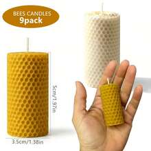9pcs Small Beeswax Candles - White/Yellow, Handmade Honeycomb Candles, Suitable For Home Decor, Wedding Decoration, Dinner Table Ambiance - Beeswax Candles - 9 Pieces - View 4
