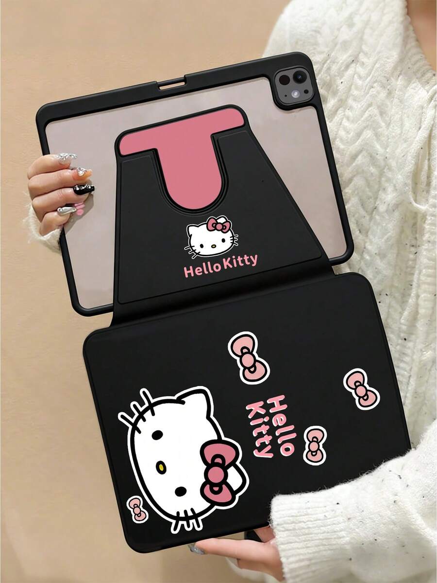 SANRIO Ốp lưng hình mèo dễ thương có ngăn đựng bút, chân đế xoay 360° bảo vệ cho iPad Pro 11/Air/Mini 10.2/10.9/8.3 inch 2024-2022 - Nhiều màu - Xem 1