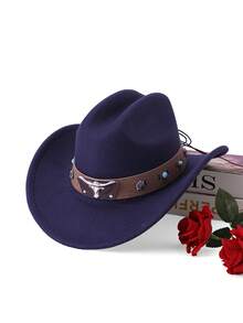 Mũ cao bồi miền Tây vành rộng bằng polyester màu xanh ngọc hình đầu bò, khóa kim loại, đa năng cho các bữa tiệc, sự kiện theo chủ đề miền Tây, tụ họp, cosplay, lễ tốt nghiệp, lễ hội hóa trang, sinh nhật, lễ hội âm nhạc, đi bộ đường dài, và sử dụng hàng ngày. - mũ đội đầu - Xem 22