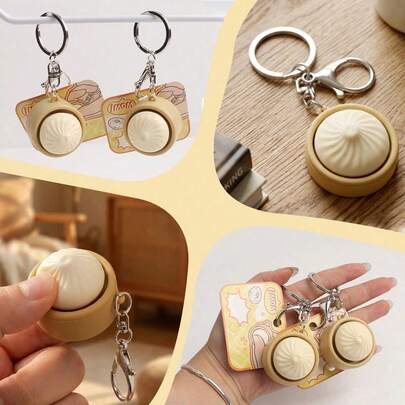 2 piezas Juguetes Fidget de Empanadillas, Llavero Fidget, Adorable Empanadilla Suave con Textura Realista, Empanadilla Blanda Apretable para Descompresión para Adultos
