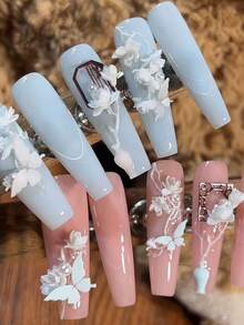 1 khuôn silicon trong suốt khắc 3D hình hoa linh lan, hoa mẫu đơn để trang trí móng tay. - Trong sáng - Xem 11