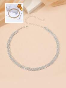Women Elegant Rhinestone Decor Choker - Silver - View 5