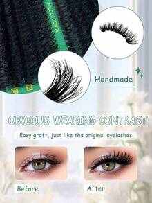 Fluffy Lash Clusters 60D+80D+100D/Individual Eyelash Thick Cluster Eyelash Extensions D Curl Lashes Clusters 300Pcs/Individual Lashes 9-18MM Wispy Cluster Lashes - D - 查看 4