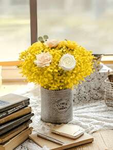 1-48pcs Artificial Yellow Baby's Breath, Bridal Bouquet, Silk Faux Flowers, Wedding Party Decor, Living Room Decor, Room Decor, Bathroom Decor, Wedding Floral, DIY Home Garden Office, Valentine's Day, Birthday Graduation Gift, Artificial Plants, Table Centerpiece Decor, Birthday Party, Holiday Decor Anniversary, Cafe, Office, Garden, Balcony Decor, Fake Flowers - Yellow - View 4