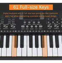 Teclado Musical 61 Teclas Profesional Sonido De Calidad - Negro - Ver 7