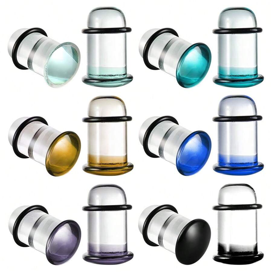 2个装耐热玻璃耳扩，基础款，耳洞扩张器，耳洞饰品，低过敏性 - 玻璃耳擴 - 查看 1