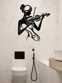 Elegant Violin Girl Metal Wall Art - Vintage Style Home, Bathroom, Office, Cafe Decor - Perfect Gift For Music Lovers - HH-1243 - View 5