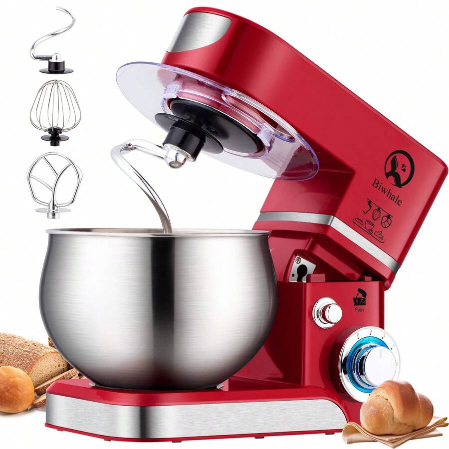 THREEKEY 1pc  Stand Mixer, 5.5 Qt Tilt-Head Electric Household Stand Mixer - 650W 6-P Speed, Multifunctional Kitchen Stand Up Mixer With Dough Hook, Whisk, Food Beater And Butter Beater(US Plug) - 美規A型插(110-127V) - 查看 1