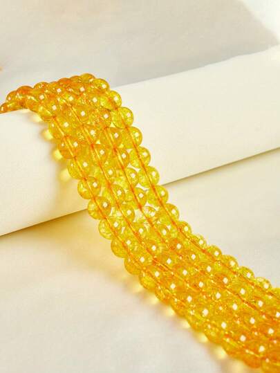1 Strand Yellow Citrine Stone Beads 6/8/10mm Round Gemstone Beads Suitable For Jewelry Making DIY Bracelet Necklace Accessories.