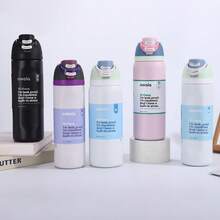 OWALA OwaIa 双吸嘴户外露营水瓶，带吸管，保温大容量 24/32 盎司，双层真空保温水瓶，适合盛装冷饮，设计精美，做工精良，是露营、工作、室内使用的理想之选（沙滩/陆地露营必备配件） - 彩色 - 查看 2