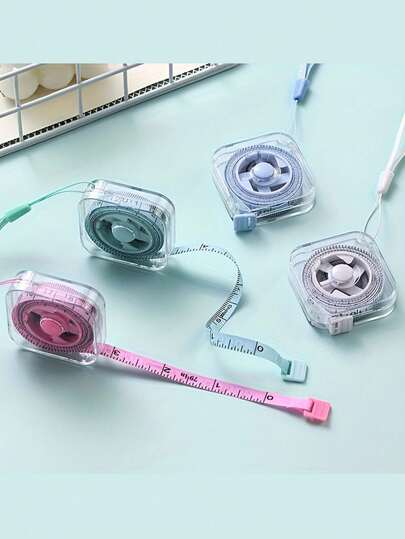 2米/6英尺可爱迷你软尺，带可伸缩锁定装置，清晰的厘米/英寸刻度，适用于缝纫、家庭使用、腰围/胸围/身高测量，经久耐用且易于收纳，配有易于擦拭的保护套和挂环，双面便携式尺子