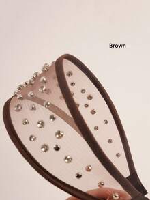 1pc Girls' Solid Color Versatile Mesh Shiny Rhinestone Wide Headband, Non-Slip Hair Accessory Suitable For Daily Wear, Face Mask, Outfit Matching - Multicolor - View 12