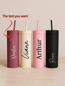 Bình nước có ống hút in chữ sáng tạo tùy chỉnh, ly thẳng có ống hút, quà tặng ly thẳng unisex cá nhân hóa, phù hợp cho anh ấy/cô ấy, bạn trai, bạn gái, bố, mẹ, gia đình, bạn bè, tân gia, văn phòng, trường học, nhà ở, quà tặng độc đáo - Nhiều màu - Xem 3
