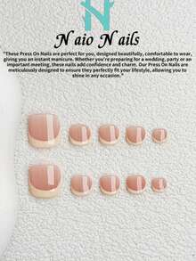 NAIO 10pcs Summer Handmade Press-On Nails Set With Optional Matching Toe Nails, Available In Short Square And Almond Shapes, Y2K-Inspired Nude Base With Minimalist Off-White Ombre French Tips, 3D Sculpted Floral Accents, Gel Details, And Delicate Bead Embellishments, Glossy High-Shine Beach-Inspired Finish, For Women And Girls, Perfect For Parties, Gatherings, And Everyday Wear, Includes Application Kit, Great Gift For Nail Art Lovers - Multicolor - View 12